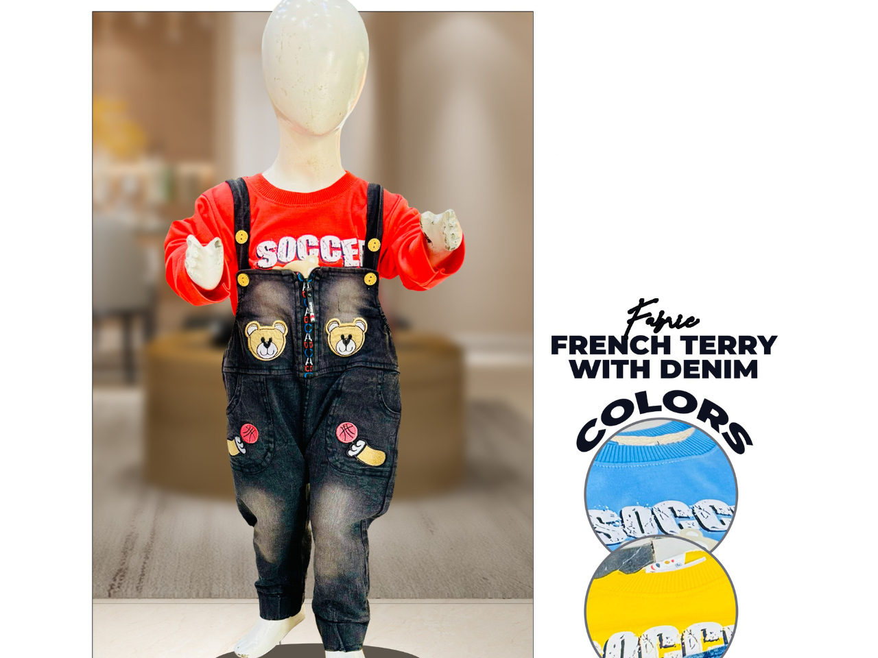 Design # 1101 Boys Kids Wear | Fabric French Terry & Denim | Shirt + Romper