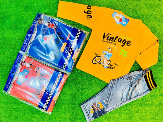 Design # 1108 Boys Kids Wear | Fabric Fine Jersey & Denim | Shirt + Pent