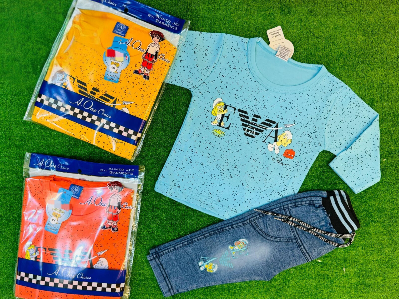 Design # 1111 Boys Kids Wear | Fabric Fine Jersey & Denim | Shirt + Pent