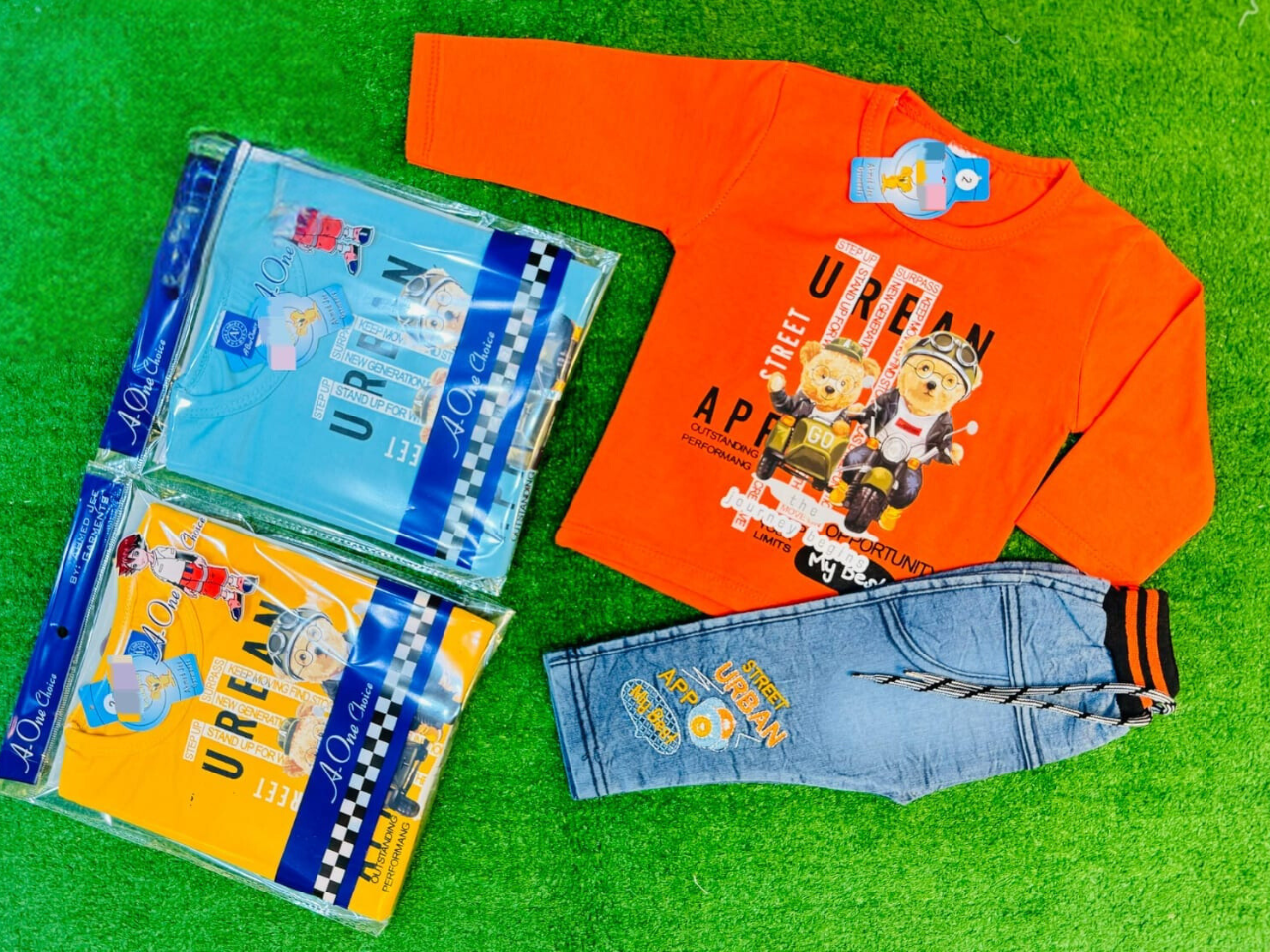 Design # 1113 Boys Kids Wear | Fabric Fine Jersey & Denim | Shirt + Pent