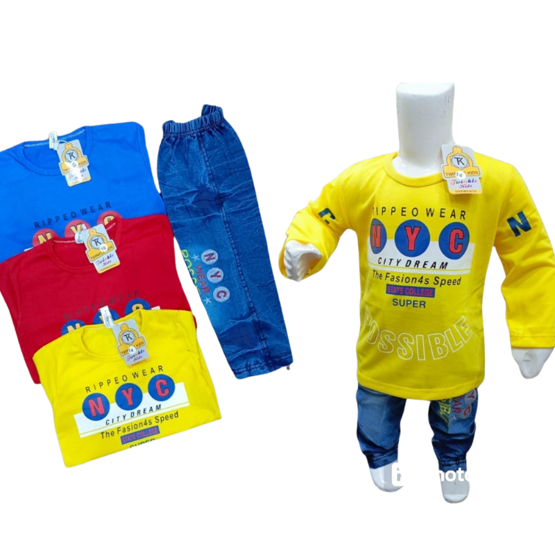 Design # 1122 Boys Kids Wear | Fabric Fine Jersey & Denim | Shirt + Pent