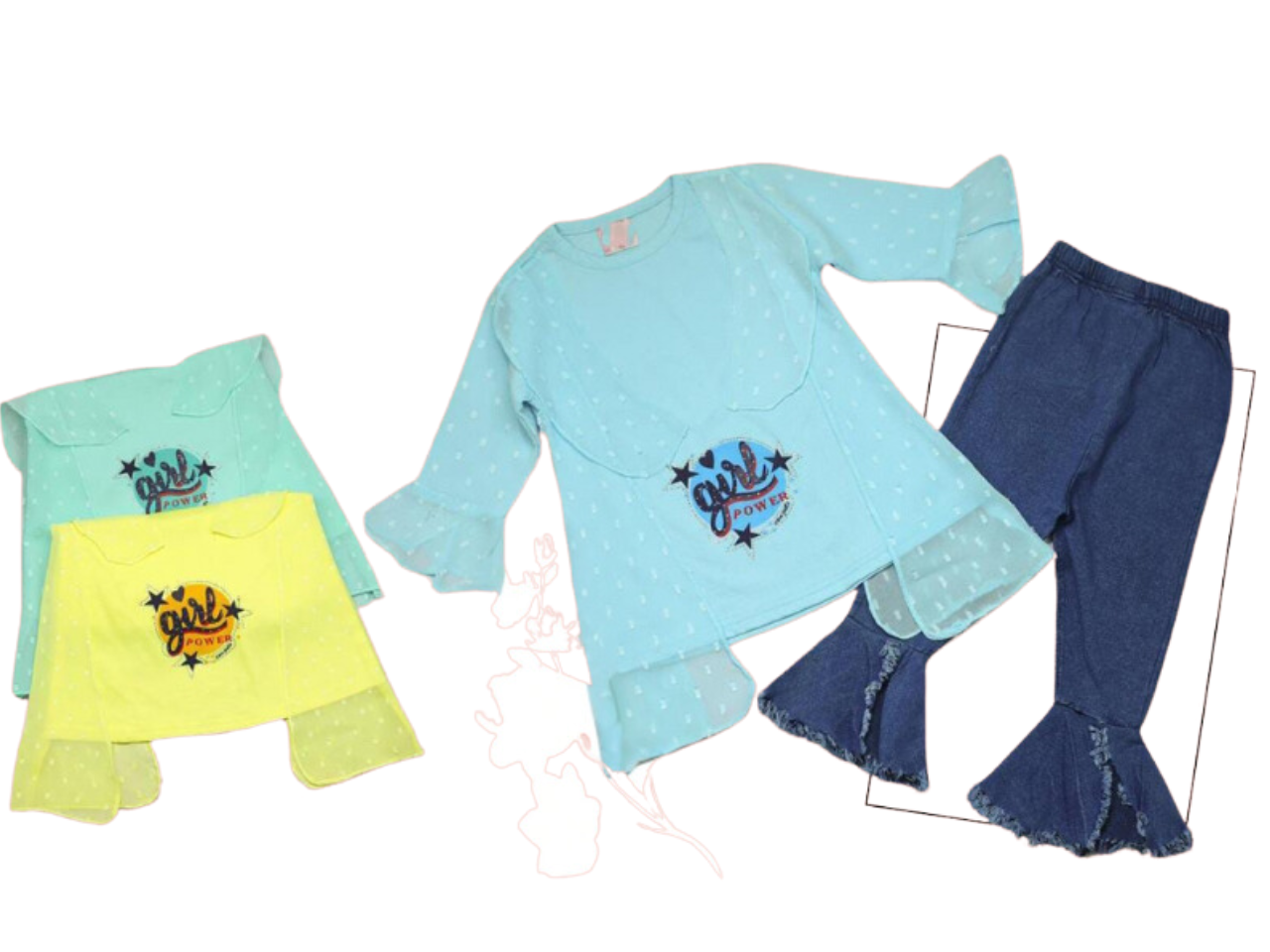 Design # 1024 Girls Kids Wear | Fabric Malai Jersey & Denim | Shirt + Pent