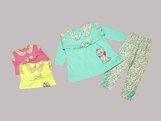 Design # 1025 Girls Kids Wear | Fabric Malai Jersey | Shirt + Trouser