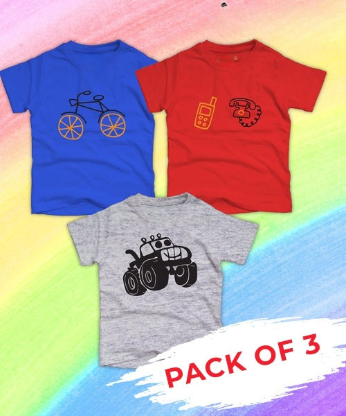 Pack Of 3 T-Shirt For Kids - BICY-TELE-JEEP