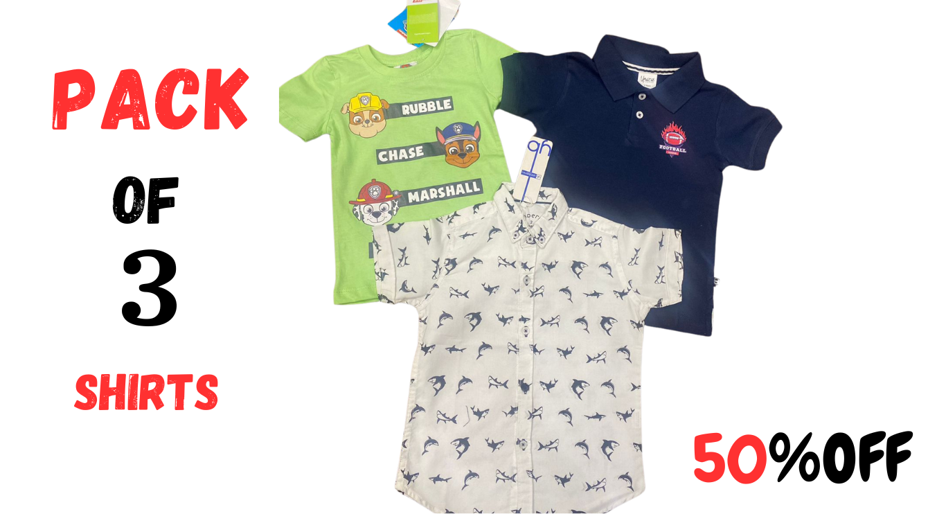 PACK OF 3 BRANDED BOYS SHIRTS | 3 DIFFERENT STYLE | 3 DIFFERENT DESIGN | FINE STUFF | ORIGINAL BRAND |