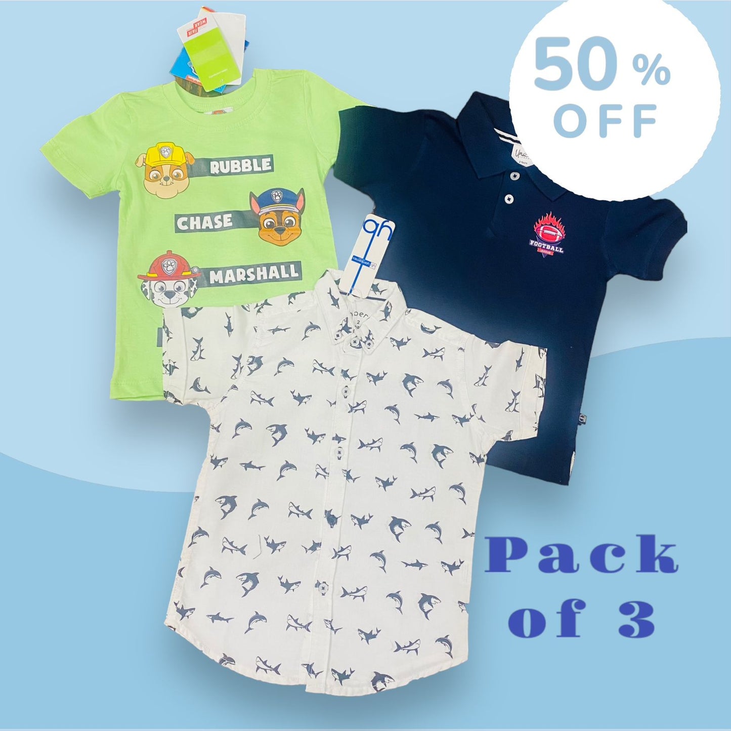 PACK OF 3 BRANDED BOYS SHIRTS | 3 DIFFERENT STYLE | 3 DIFFERENT DESIGN | FINE STUFF | ORIGINAL BRAND |